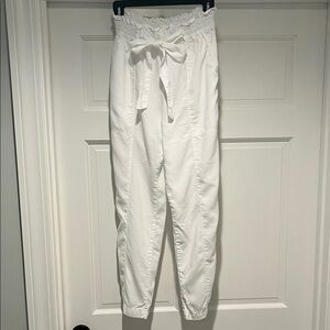 Bella Dahl White Straight Leg Tie-Waist Pants